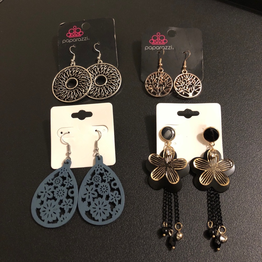 Four Pairs of Bohemian Nature Inspired Fashion Jewelry Earrings